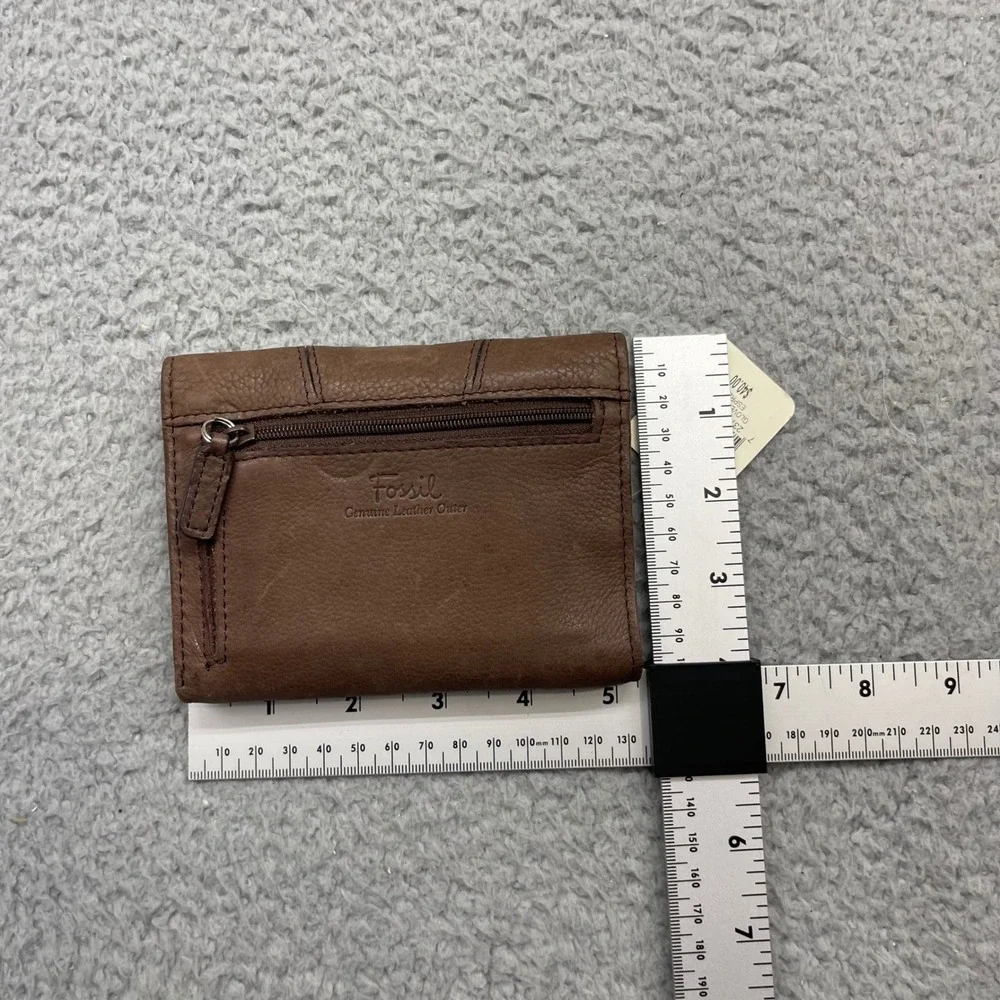 Fossil SL2659206 Womens Glove Flap Multi Espresso Brown‎ Leather Trifold Wallet